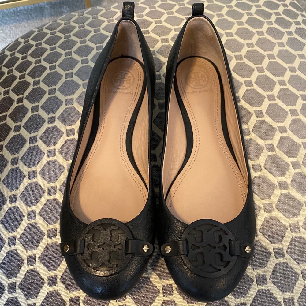 Tory Burch Black Mini Miller Flat, Size 8